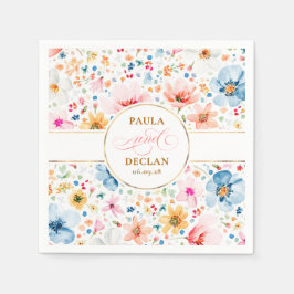 水彩野エレガント花結婚坊 スタンダードカクテルナプキン