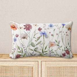水彩野カラフル花草地 ランバークッション