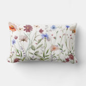 水彩野カラフル花草地 ランバークッション (正面)