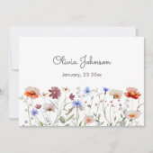 水彩野カラフル花赤ちゃん誕生 案内状 (正面)