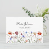 水彩野カラフル花赤ちゃん誕生 案内状 (スタンド正面)