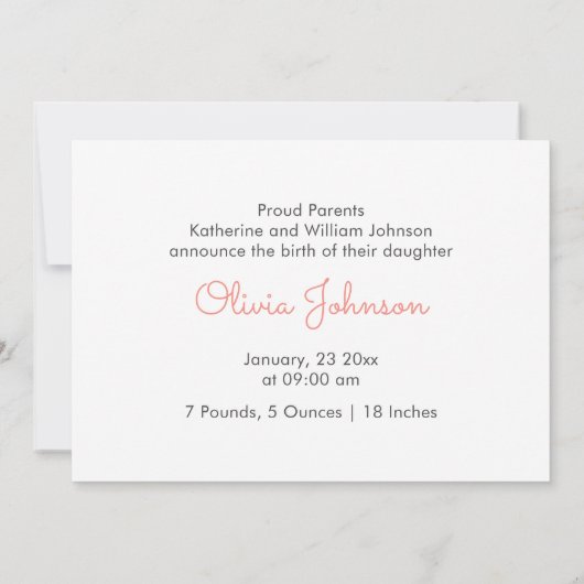 水彩野カラフル花赤ちゃん誕生 案内状 (裏面)