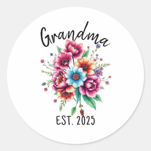 水彩野カラフル草祖母 ラウンドシール (正面)