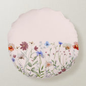 水彩野カラフル草花ベビー誕生 ラウンドクッション (裏面)