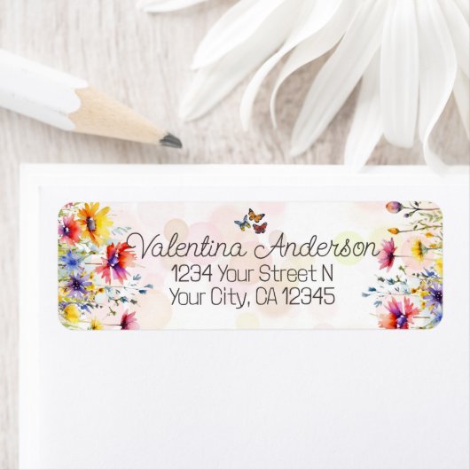 水彩野カラフル草蝶 ラベル (インサイチュ)