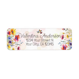 水彩野カラフル草蝶 ラベル