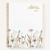 水彩野ワイルドフラワーズリーフの注記 ノートブック (正面)