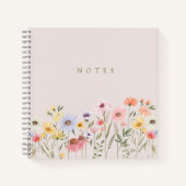 水彩野ワイルドフラワー、葉のノート ノートブック (正面)