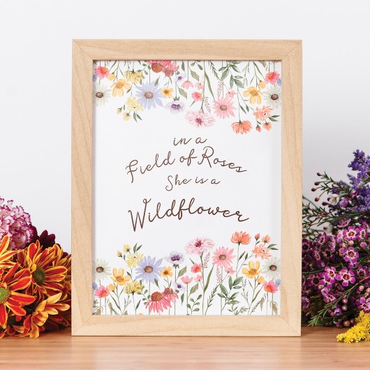 水彩野原バラワイルドフラワー ポスター