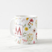 水彩野生の花の名前フローラモノグラム コーヒーマグカップ (正面左)
