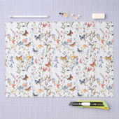 水彩野生の花の蝶パッケージ 薄葉紙 (クラフト)