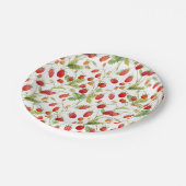 水彩野生イチゴ模様 ペーパープレート (アングル)