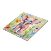 水彩野生動物ゾウ タイル (側面)