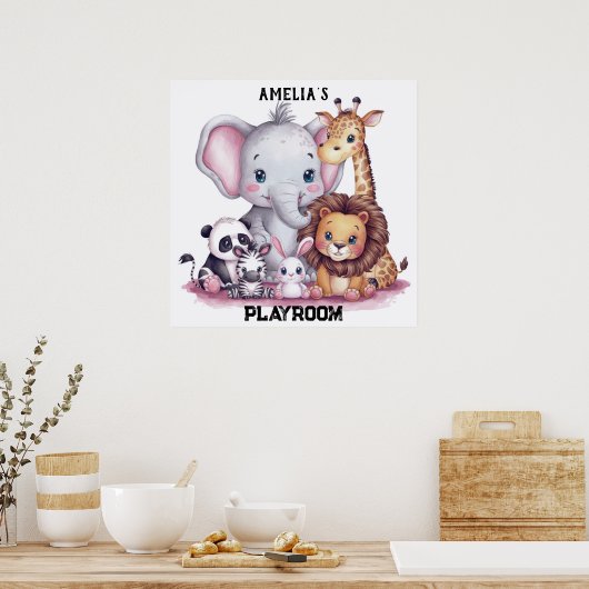 水彩野生動物ファミリー#6 ポスター (キッチン)