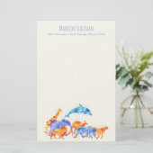 水彩野生動物走の組み合わせ 便箋 (スタンド正面)