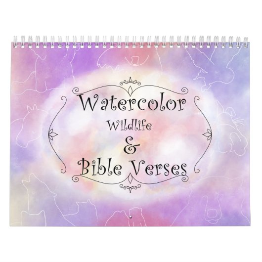 水彩野生生物と聖書の詩 |カレンダー カレンダー (カバー)