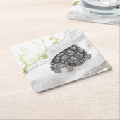 水彩野生生物自然フォレストカメ スクエアペーパーコースター (アングル)