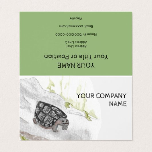 水彩野生生物自然フォレストカメ 名刺 (外部フラット)