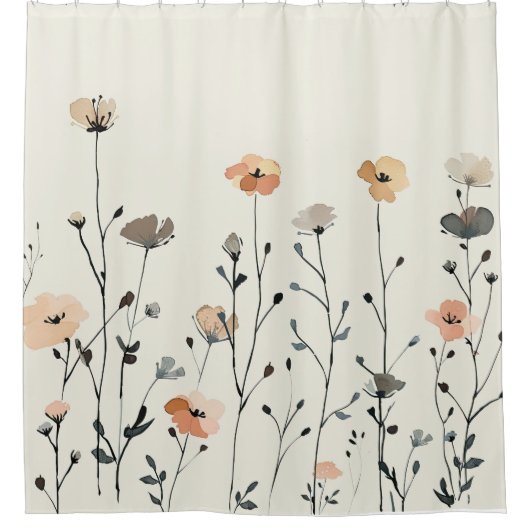 水彩野素朴花フローラエレガント シャワーカーテン (正面)