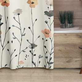 水彩野素朴花フローラエレガント シャワーカーテン