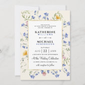 水彩野素朴花草花フォイル結婚ズ 招待状 (正面)