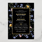 水彩野素朴草野結婚草 箔招待状 (正面)