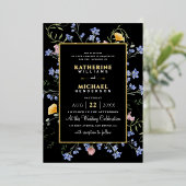 水彩野素朴草野結婚草 箔招待状 (立ち正面)