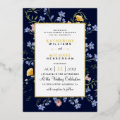 水彩野素朴草野結婚草 箔招待状 (正面)