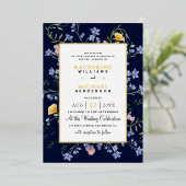 水彩野素朴草野結婚草 箔招待状 (立ち正面)