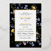 水彩野素朴草野結婚草 箔招待状 (正面)