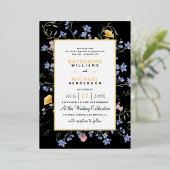 水彩野素朴草野結婚草 箔招待状 (立ち正面)