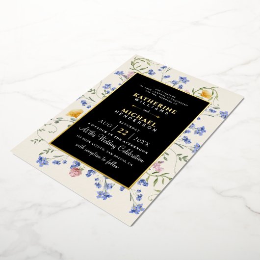 水彩野素朴草野結婚草 箔招待状 (回転した状態)