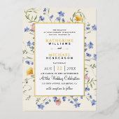 水彩野素朴草野結婚草 箔招待状 (正面)