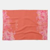 水彩野花の名前レッド・オレンジ キッチンタオル (横)