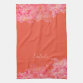 水彩野花の名前レッド・オレンジ キッチンタオル (縦)