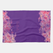 水彩野花の紫色の名前 キッチンタオル (横)