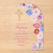 水彩野花アーチバプテスマ アクリル招待状 (正面)