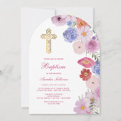 水彩野花アーチバプテスマ 招待状 (正面)