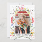 水彩野花アーチフォトガール卒業 招待状 (正面)