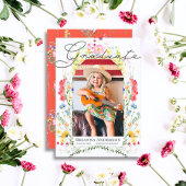 水彩野花アーチフォトガール卒業 招待状