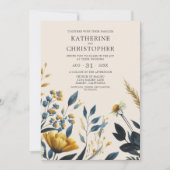 水彩野花エレガントフローラ結婚ズ 招待状 (正面)