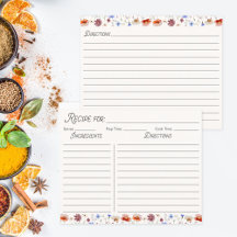 水彩野花カラフルファミリーレシピカード