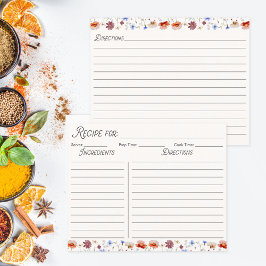 水彩野花カラフルファミリーレシピカード