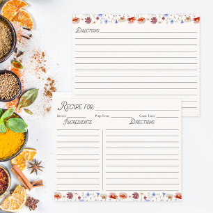 水彩野花カラフルファミリーレシピカード