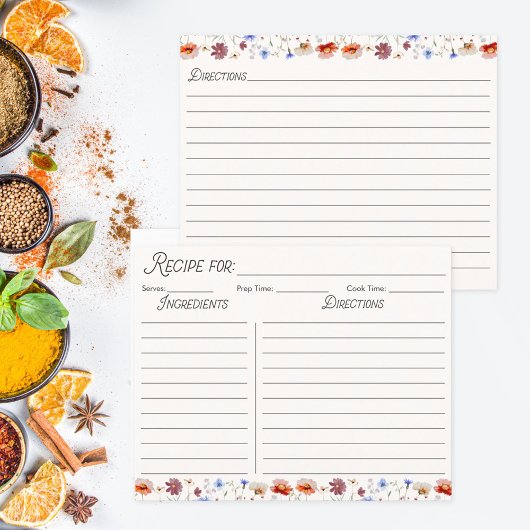 水彩野花カラフルファミリーレシピカード