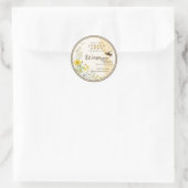 水彩野花ハニカムミツバチ蜂蜜ラベル ラウンドシール (バッグ)