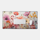 水彩野花パーソナライズされたデスクマット デスクマット (キーボード&マウス)
