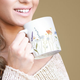 水彩野花パーソナライズされた コーヒーマグカップ