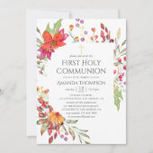 水彩野花ファースト聖餐式 招待状 (正面)