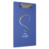 水彩野花モノグラム白レッドブルー クリップボード (右)